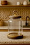 Hermia Tarro de Vidrio con Tapa de Madera de 1100 ml